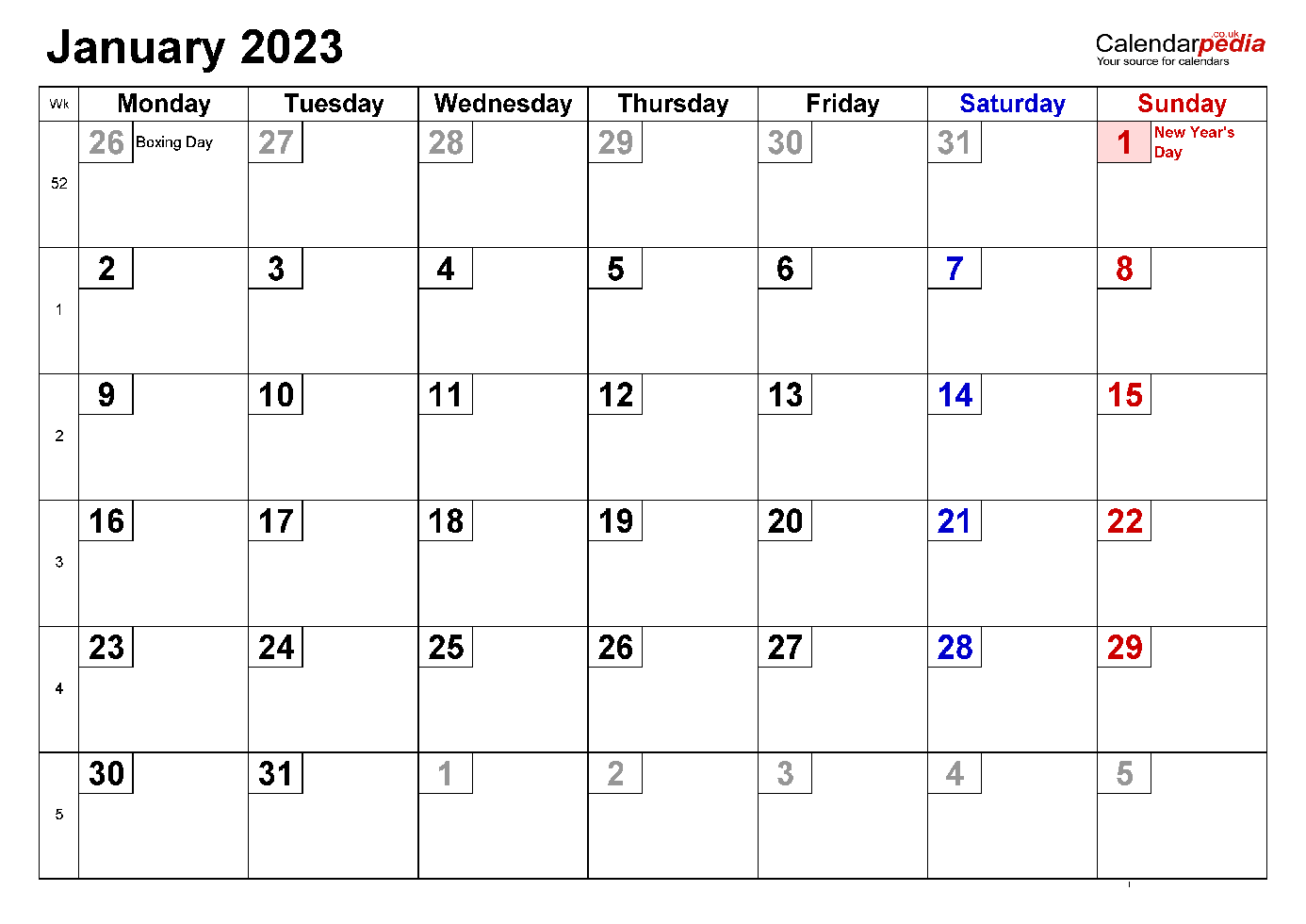 Printable January 2023 Calendar 5