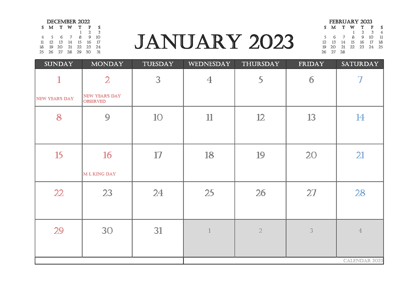 Printable January 2023 Calendar 6