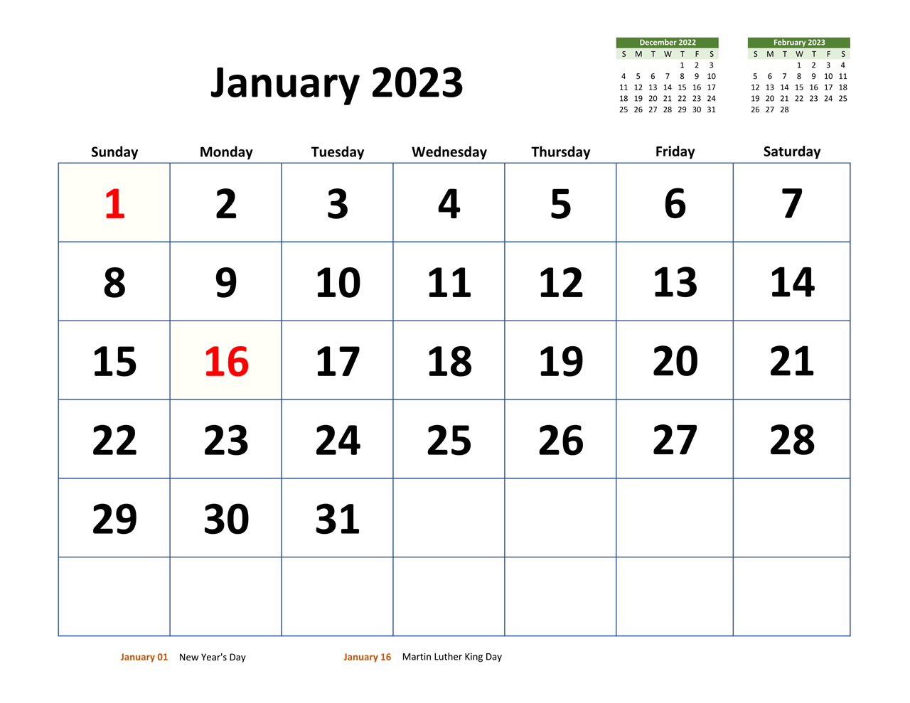 Printable January 2023 Calendar 8
