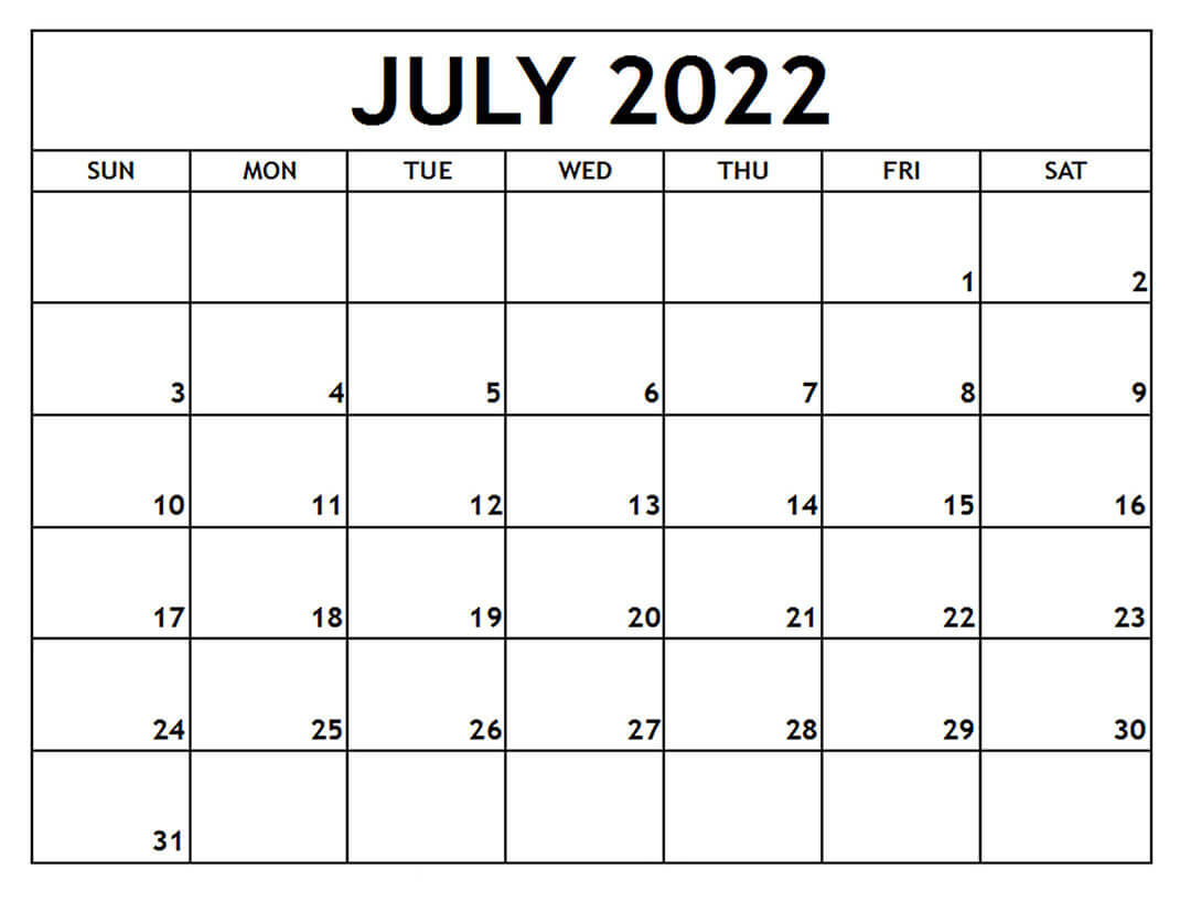 Printable July 2022 Calendar 1