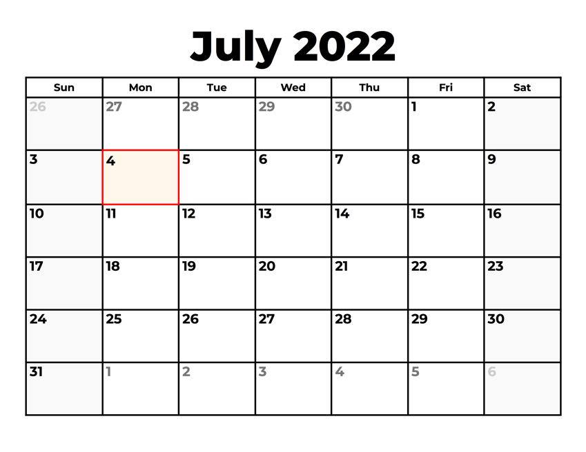 Printable July 2022 Calendar 2