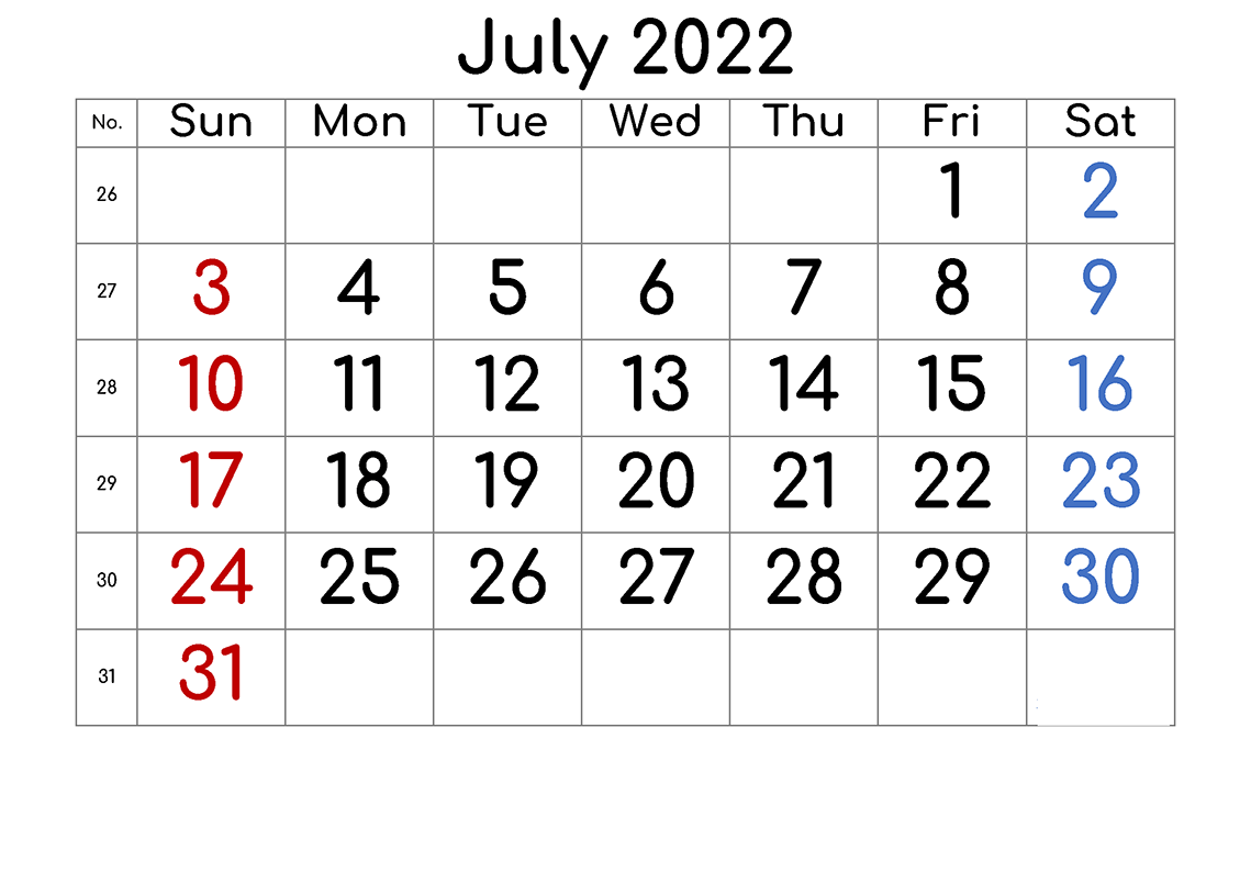 Printable July 2022 Calendar 5