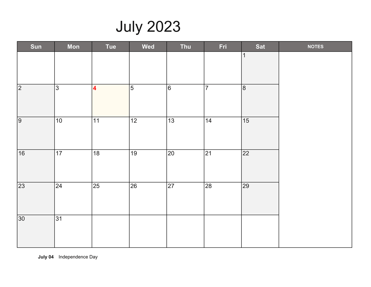 Printable July 2023 Calendar 2