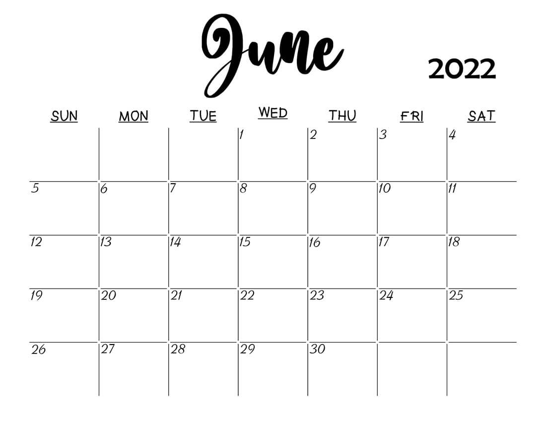 Printable June 2022 Calendar 16