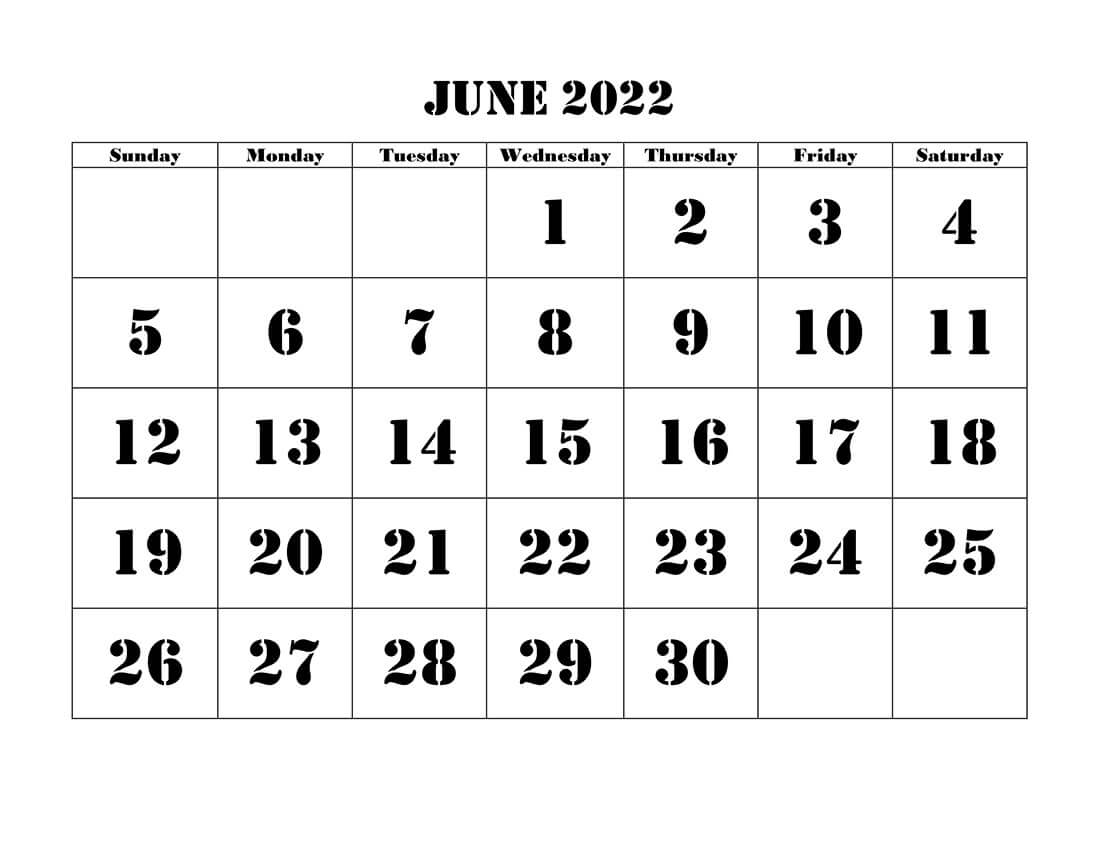 Printable June 2022 Calendar 19