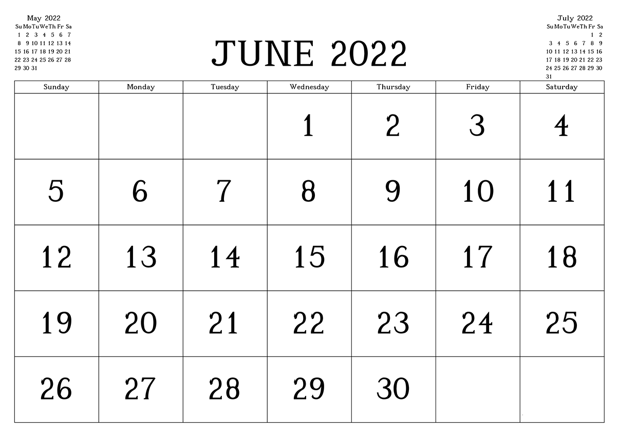 Printable June 2022 Calendar 4