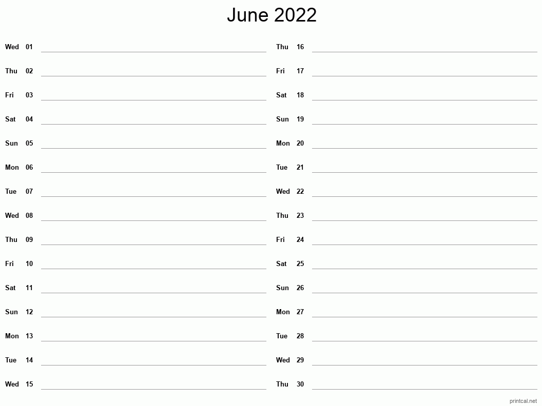 Printable June 2022 Calendar 5