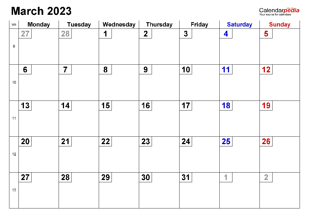 Printable March 2023 Calendar 9