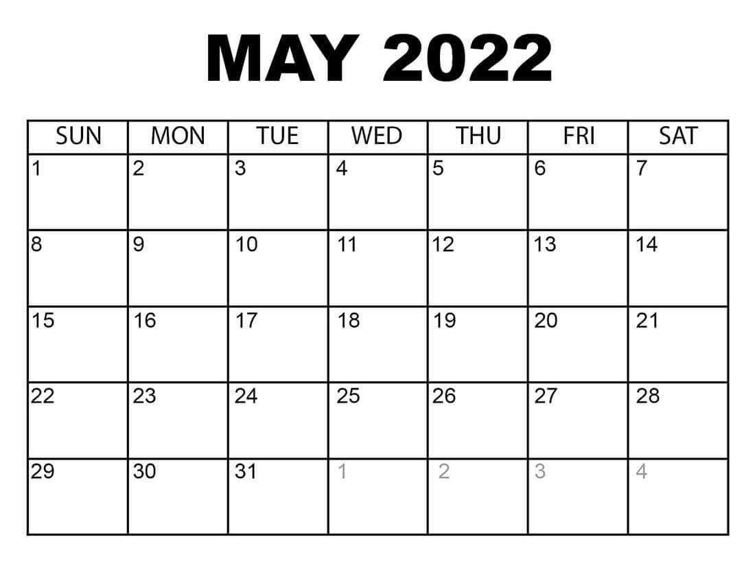 Printable May 2022 Calendar 1