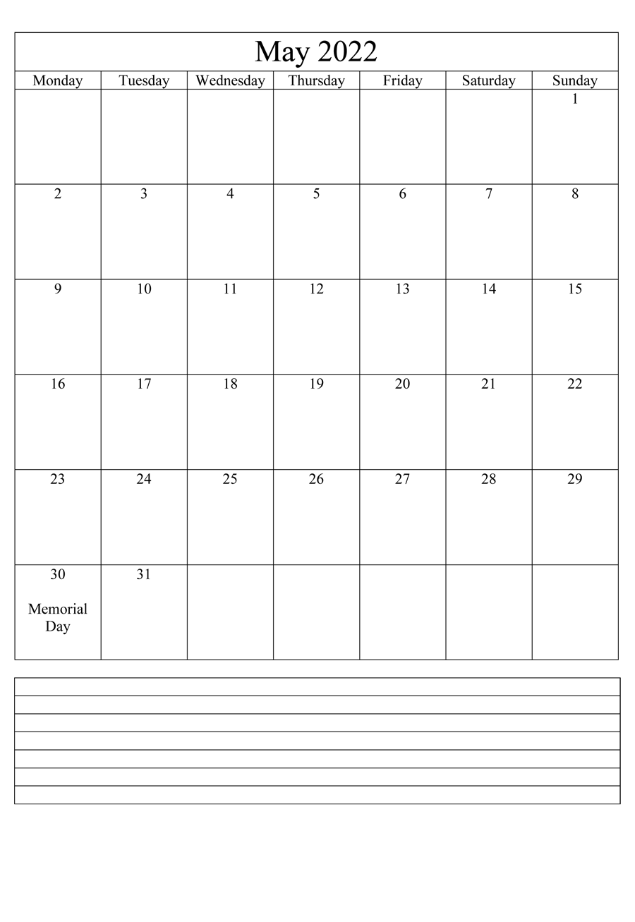 Printable May 2022 Calendar 12