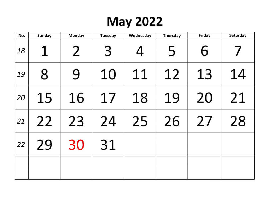 Printable May 2022 Calendar 17