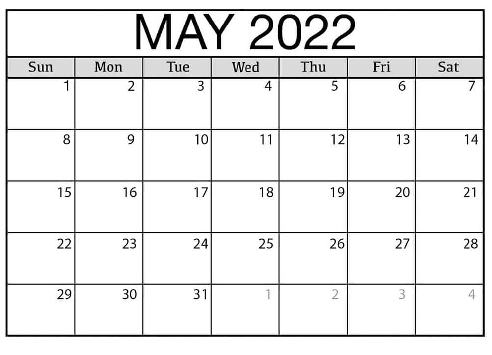 Printable May 2022 Calendar 2