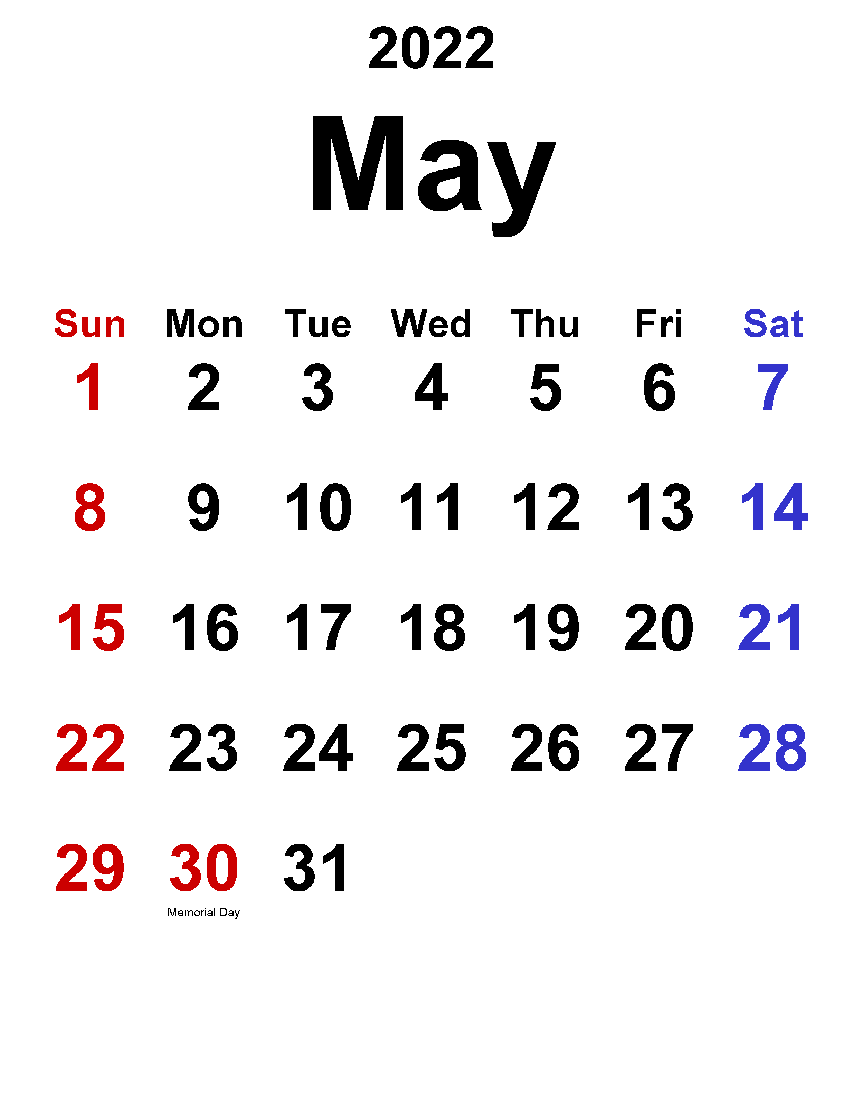 Printable May 2022 Calendar 4