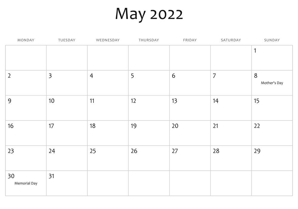 Printable May 2022 Calendar 5