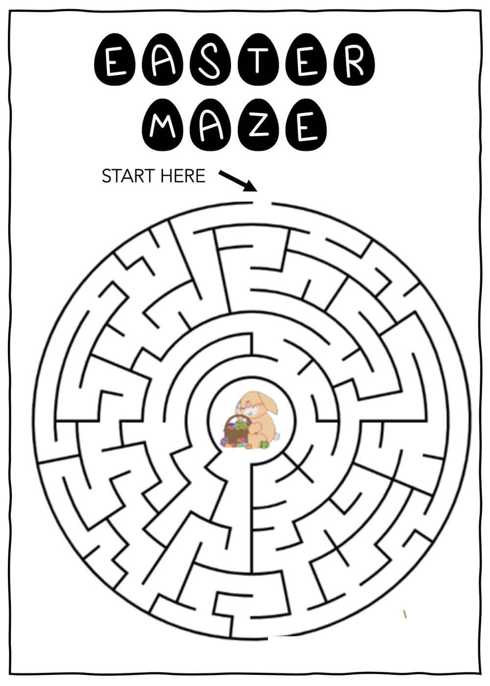 Printable Medium Round Maze with Easter