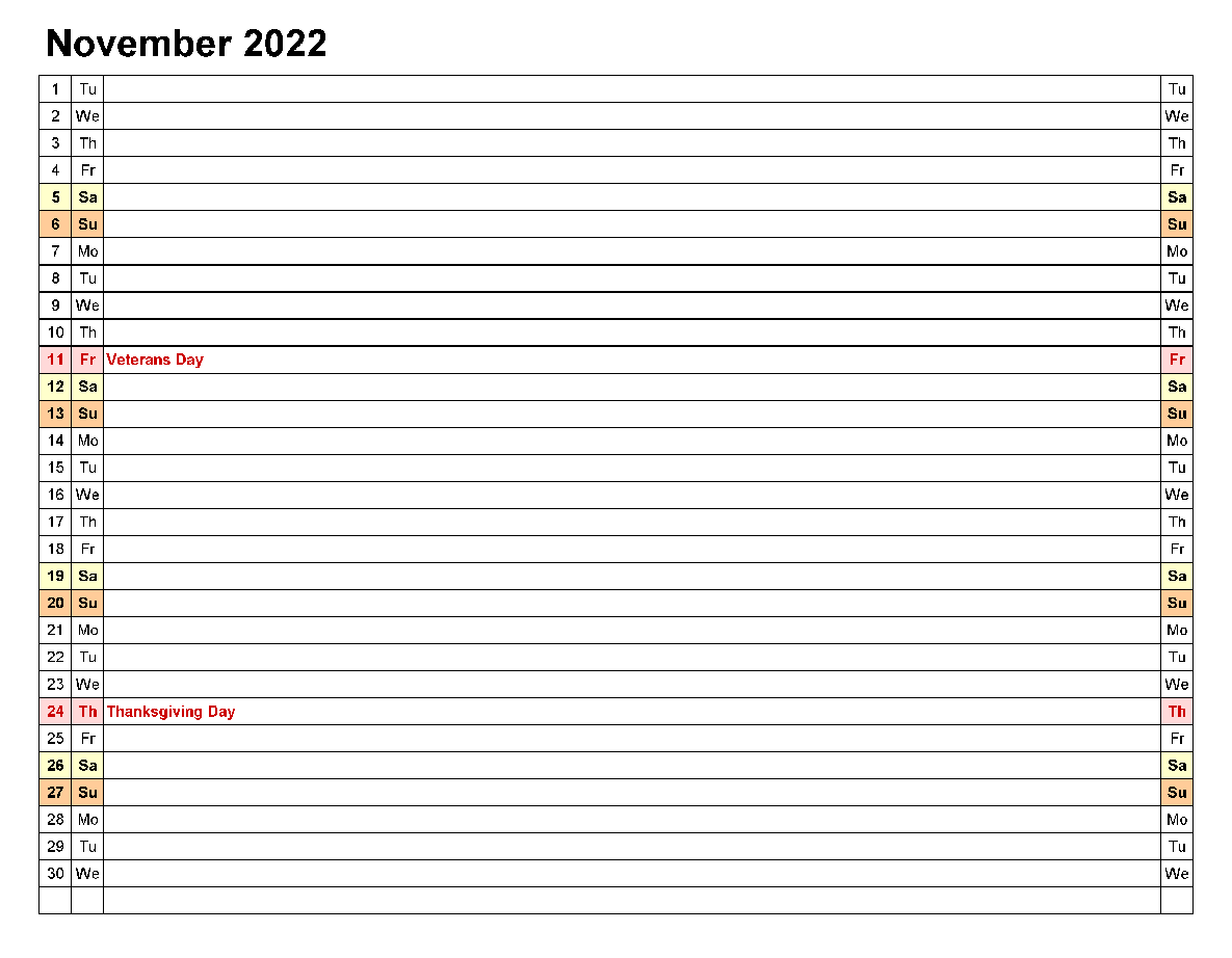 Printable November 2022 Calendar 1