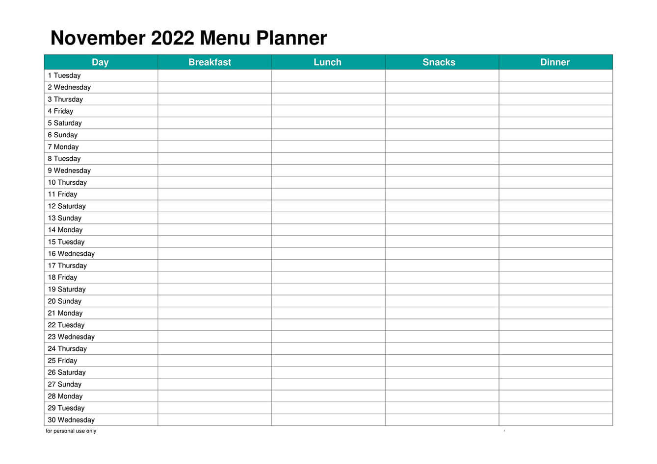 Printable November 2022 Calendar 4