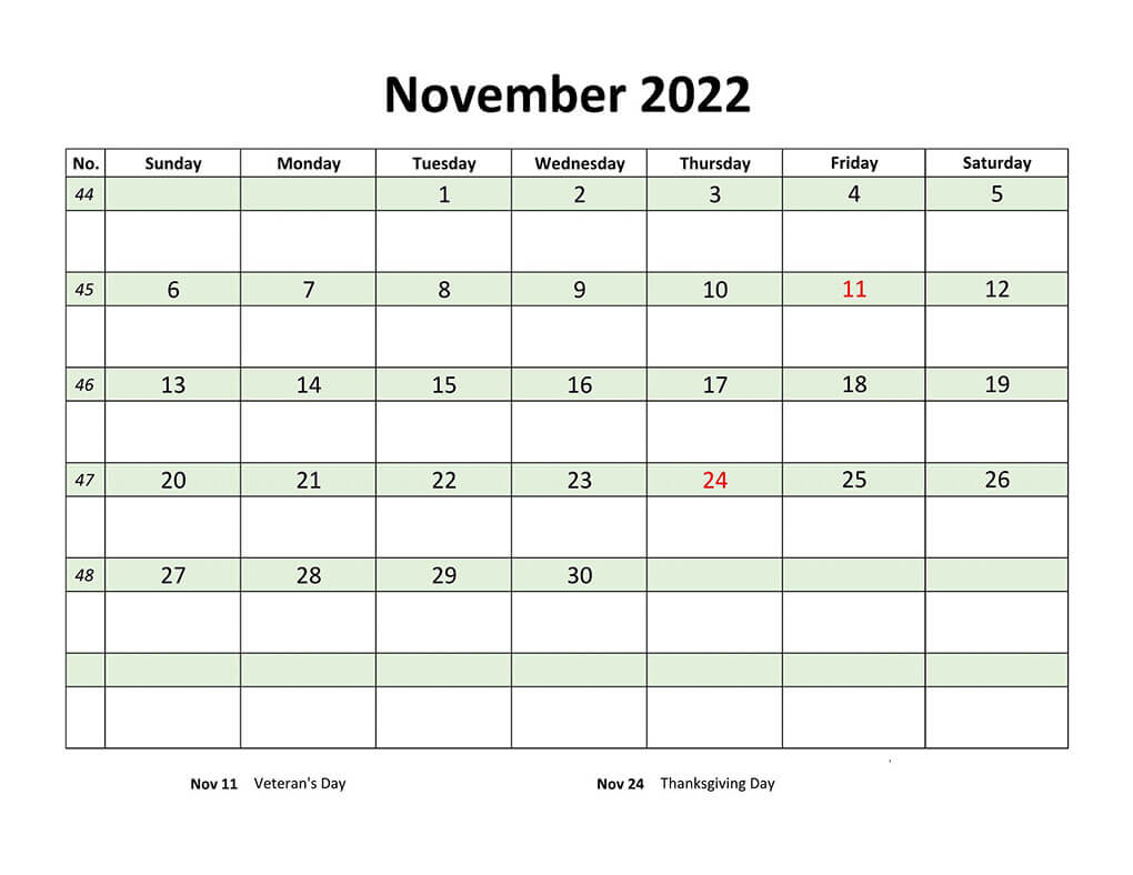 Printable November 2022 Calendar 5