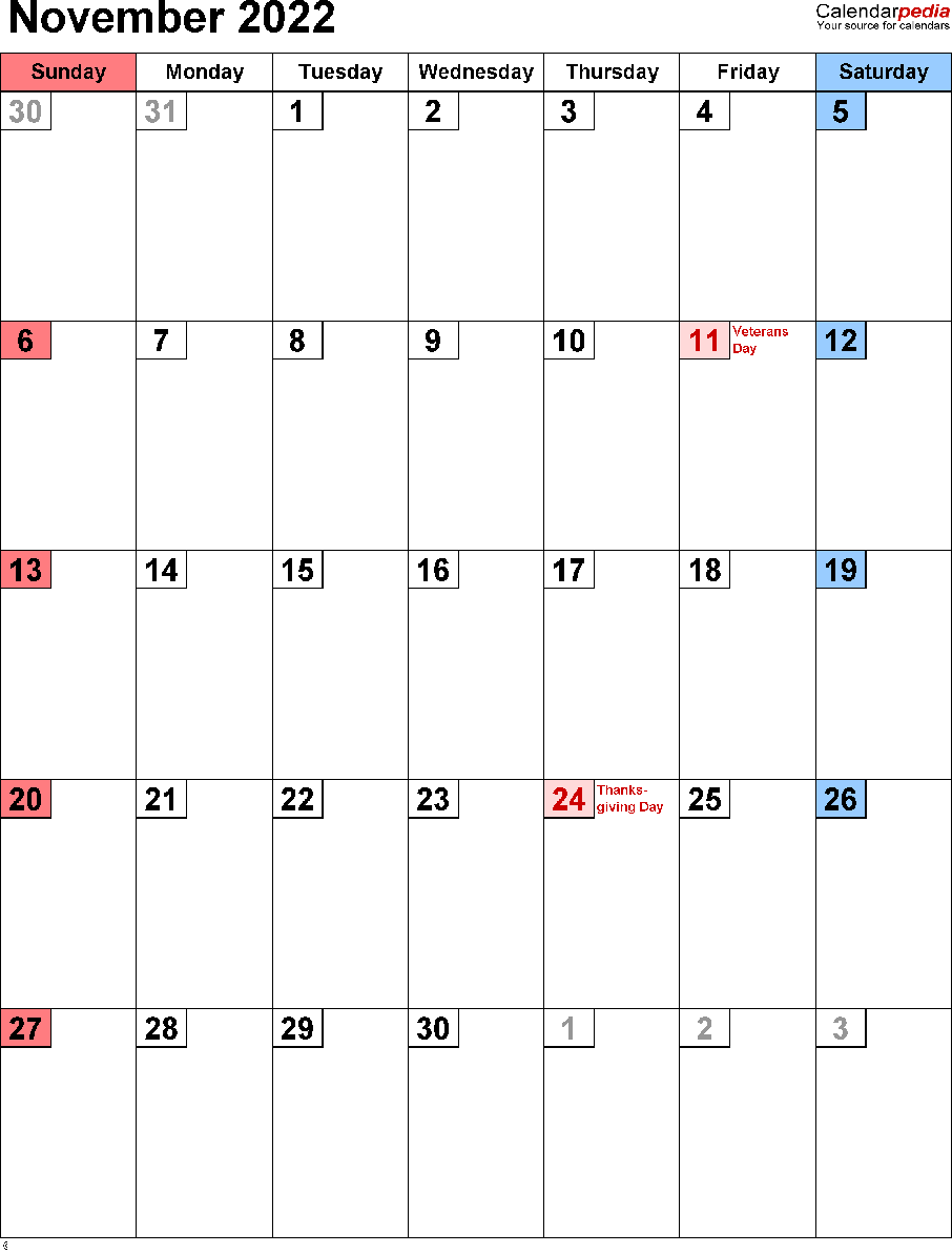 Printable November 2022 Calendar 6