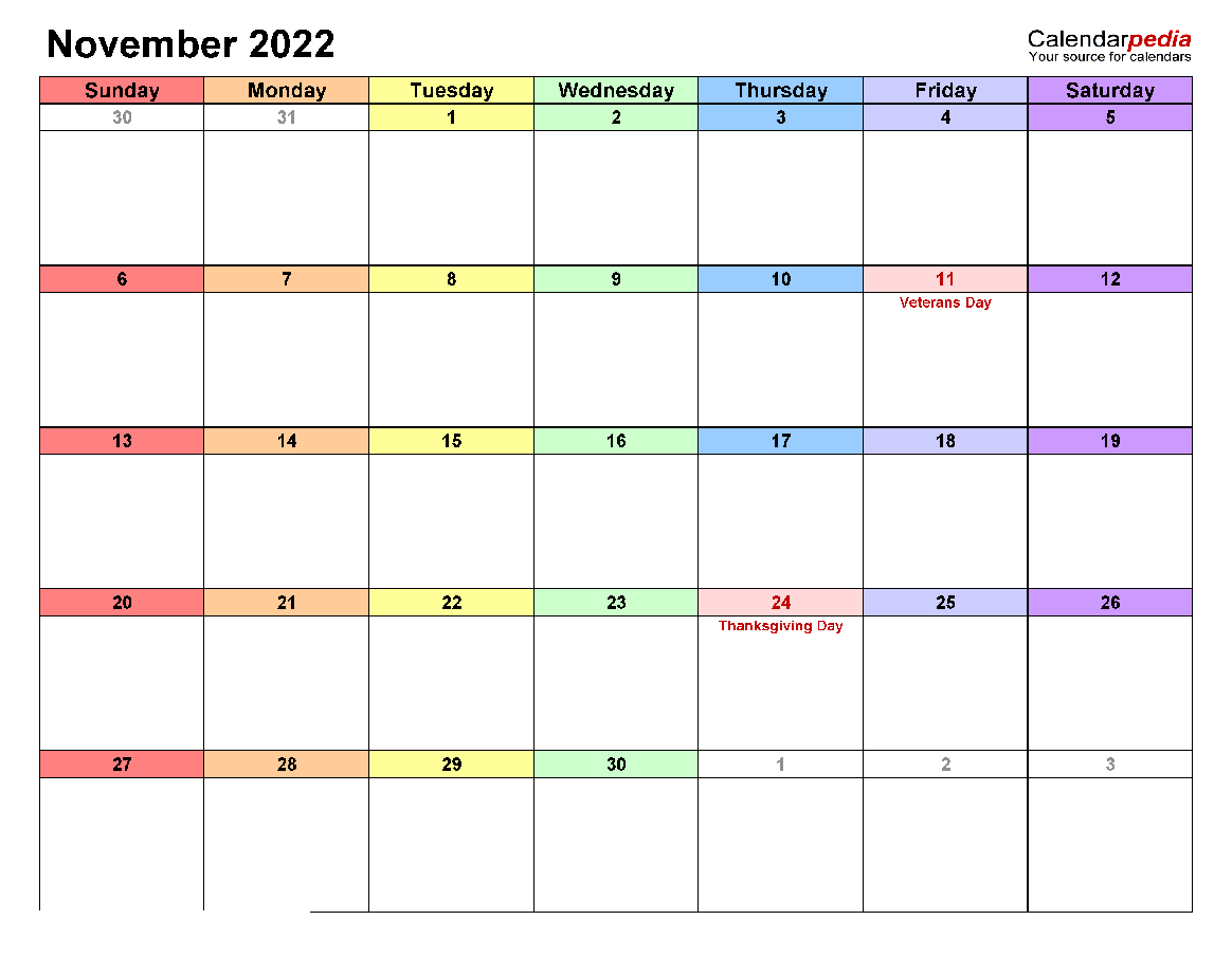 Printable November 2022 Calendar 7