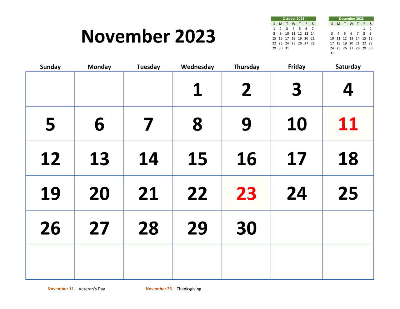Printable November 2023 Calendar 10
