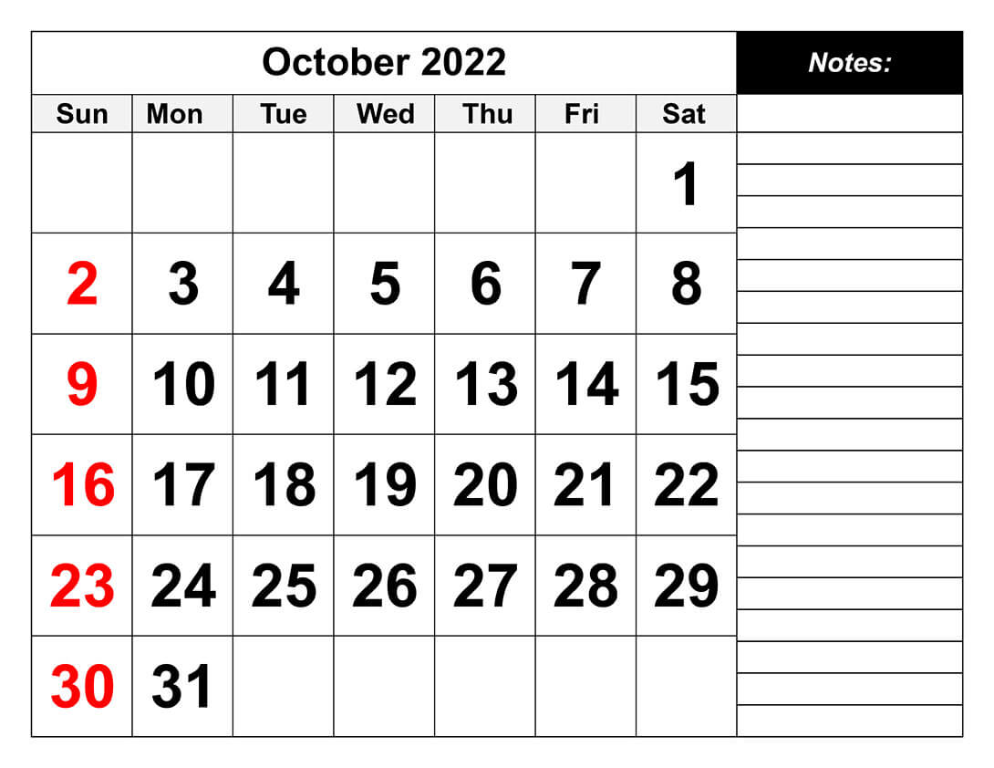 Printable October 2022 Calendar 10