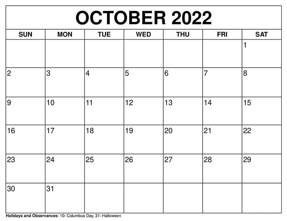 Printable October 2022 Calendar 2