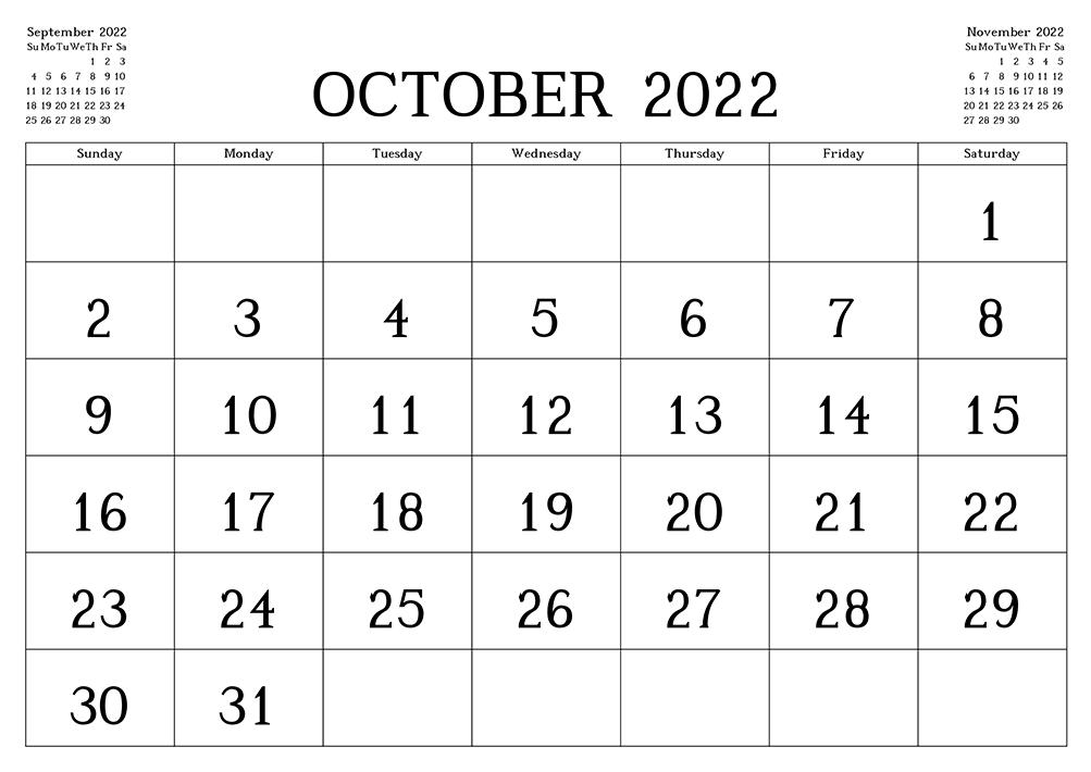 Printable October 2022 Calendar 4