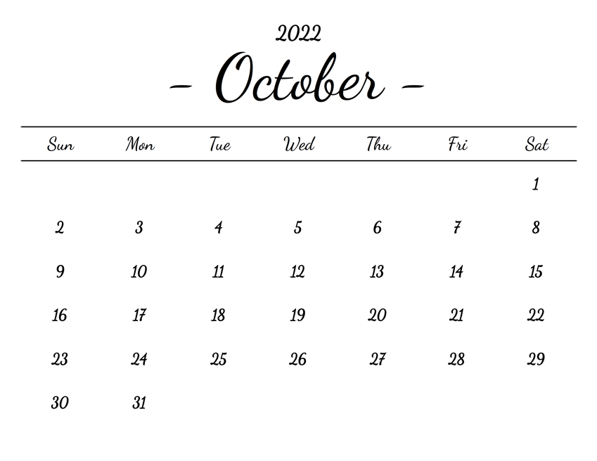 Printable October 2022 Calendar 5