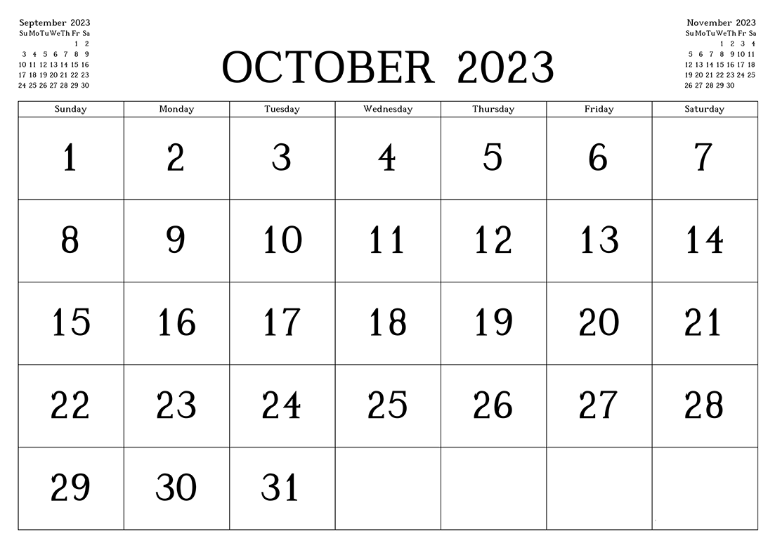 Printable October 2023 Calendar 1