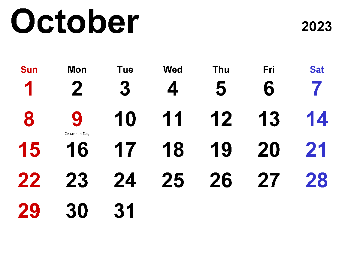 Printable October 2023 Calendar 10