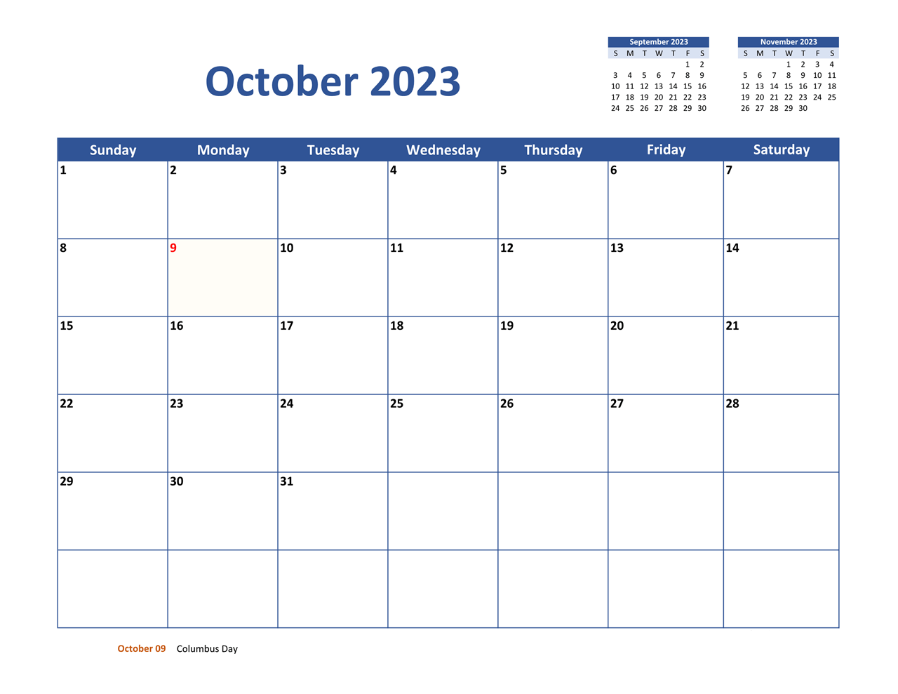 Printable October 2023 Calendar 7