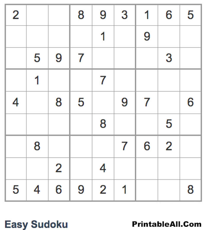 Printable Simple Sudoku 4