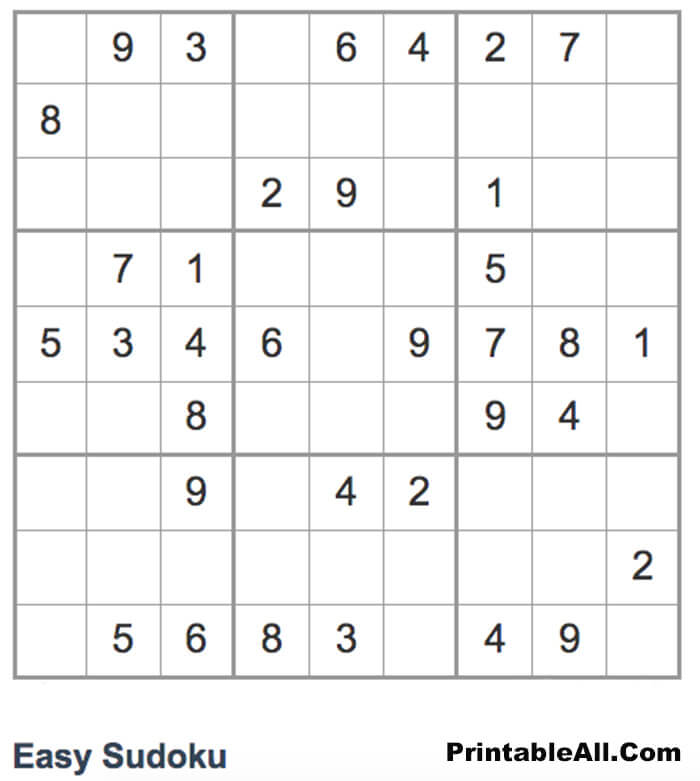 Printable Simple Sudoku 8