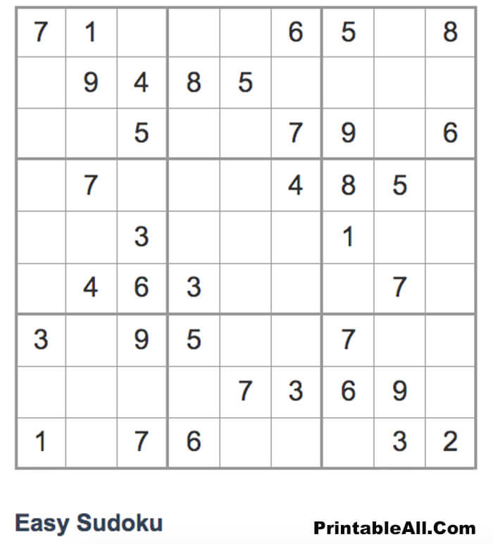 Printable Simple Sudoku 9×9 – Sheet 6