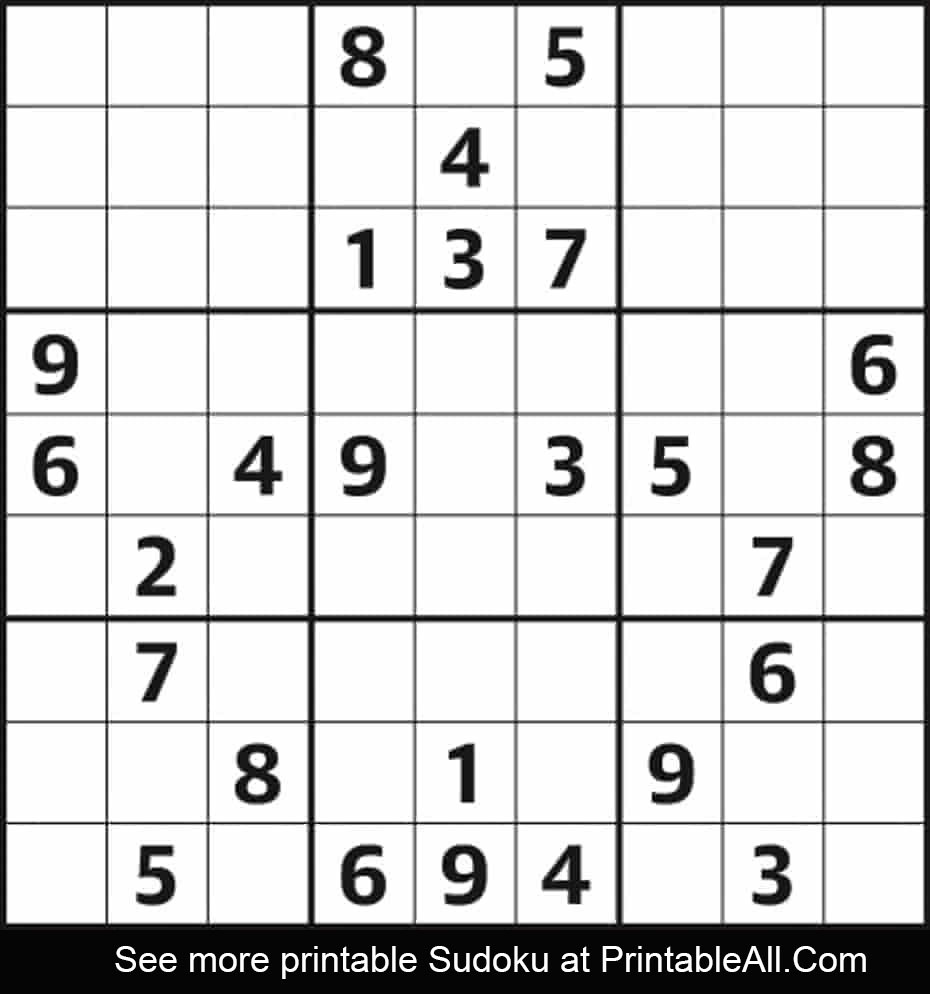 Printable Sudoku Medium 6