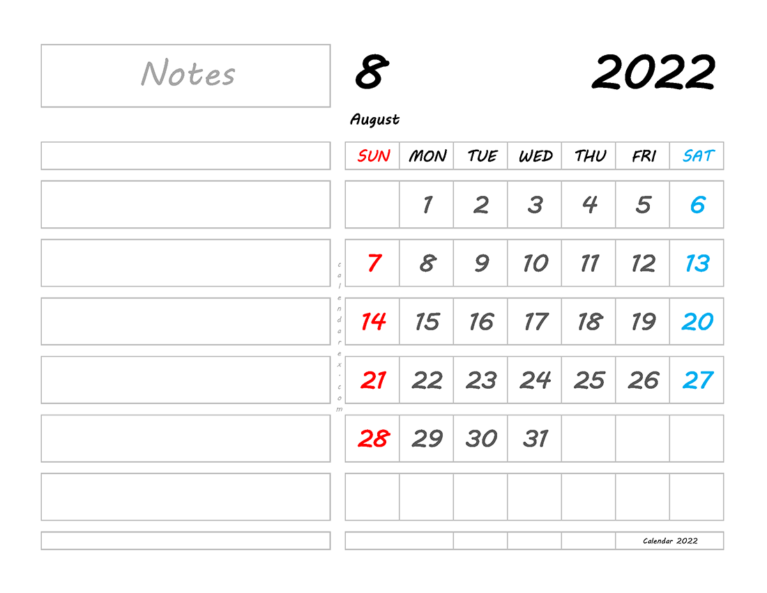 Printable 08/2022 Calendar 5