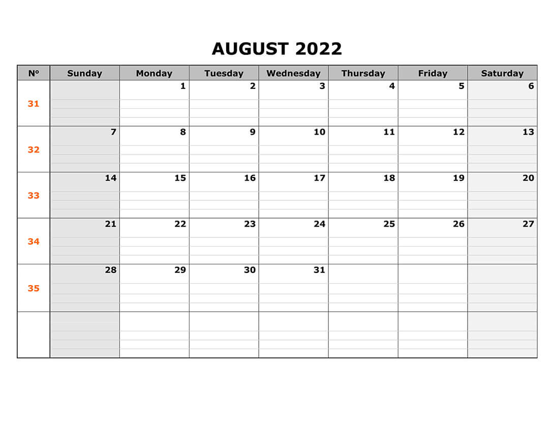 Printable 08/2022 Calendar 9