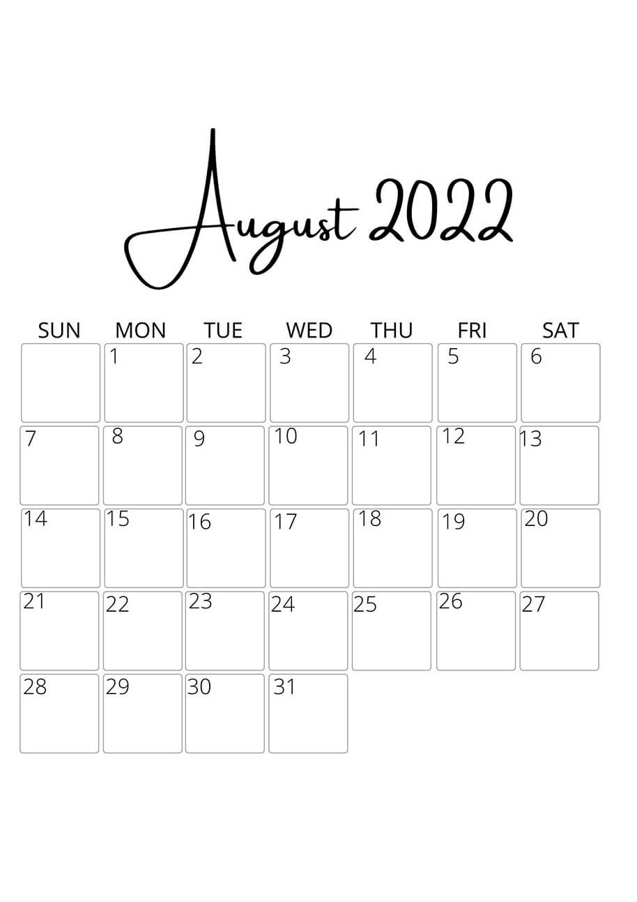 Printable August 2022 Calendar 10