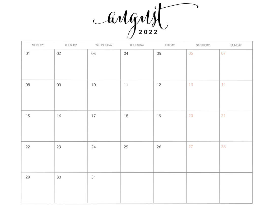 Printable August 2022 Calendar 5