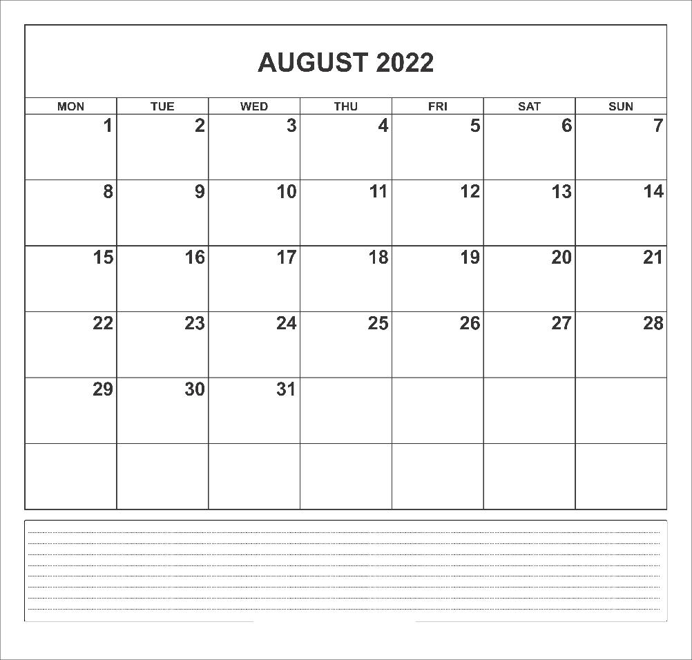 Printable August 2022 Calendar 7