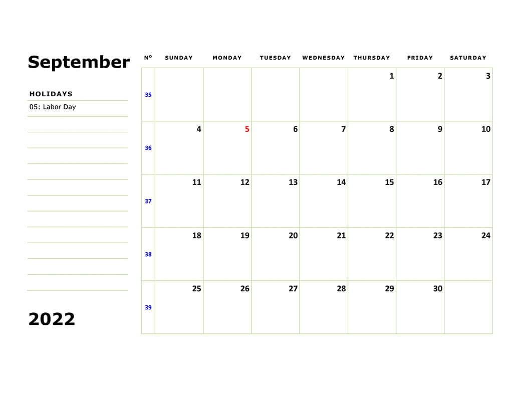 Printable September 2022 Calendar 2
