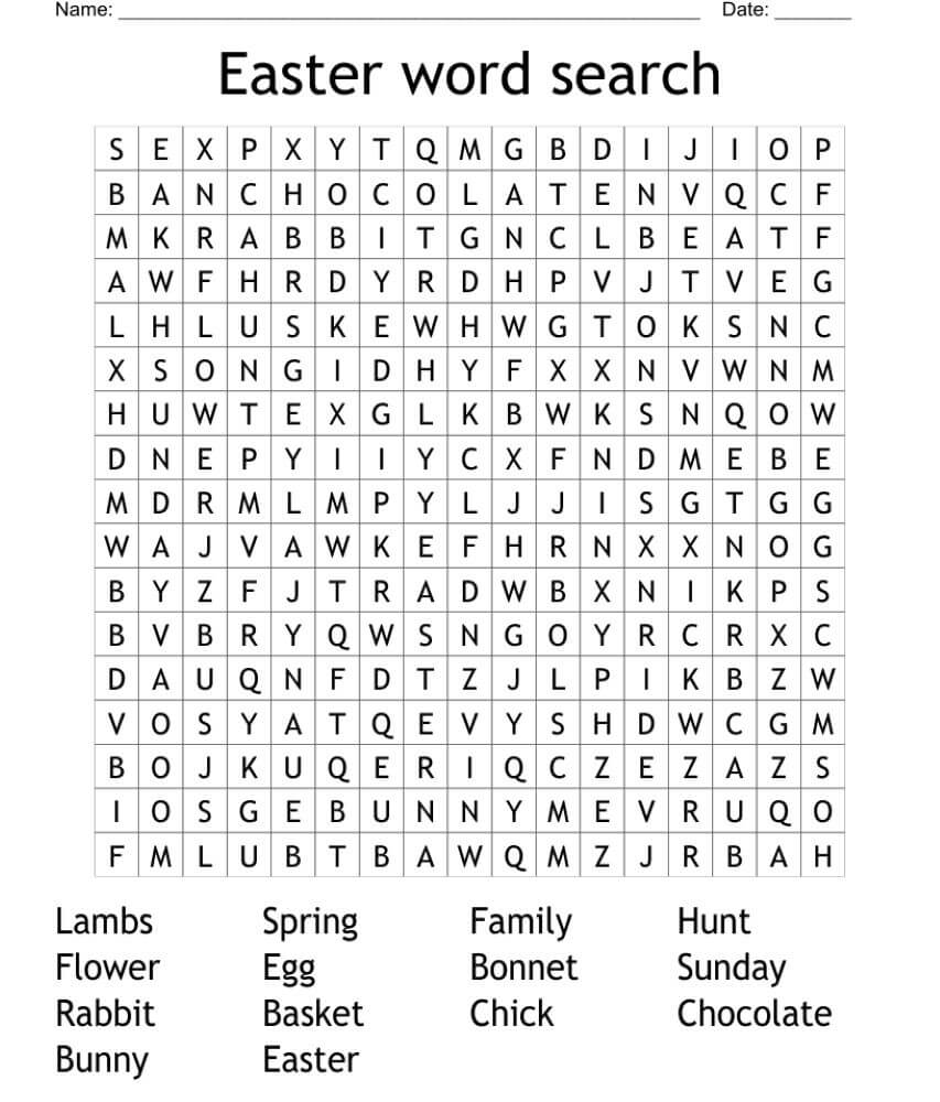 247 Easter Word Search