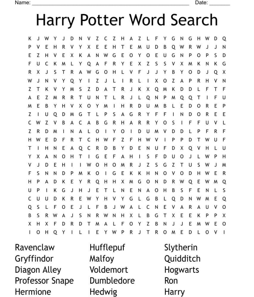 Advanced Harry Potter Word Search