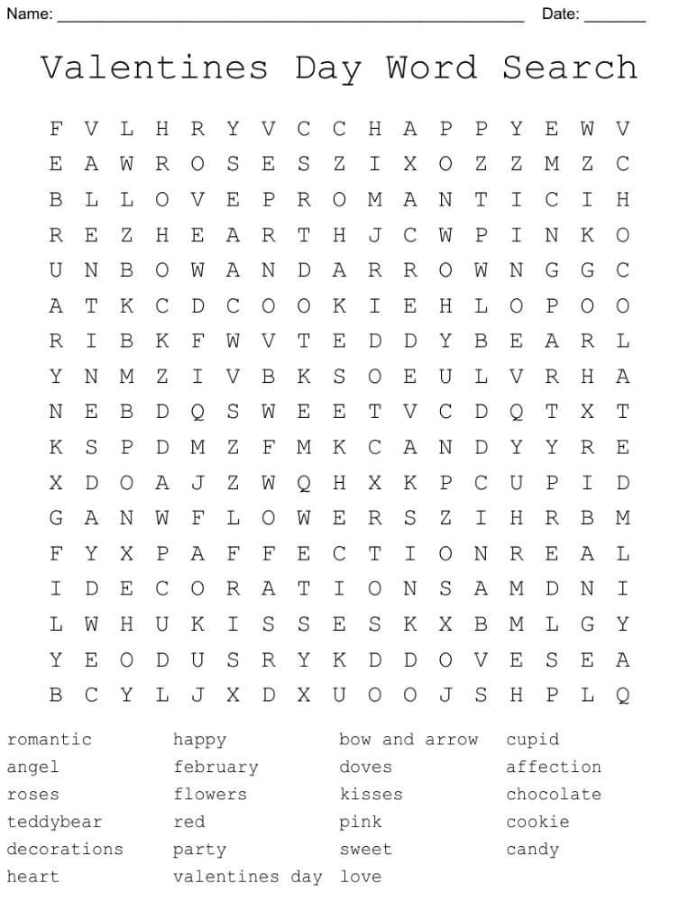 Be My Valentine Word Search