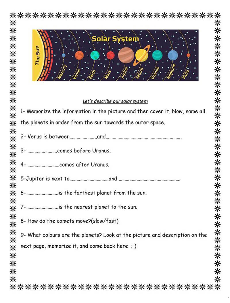 Describe Our Solar System Worksheet
