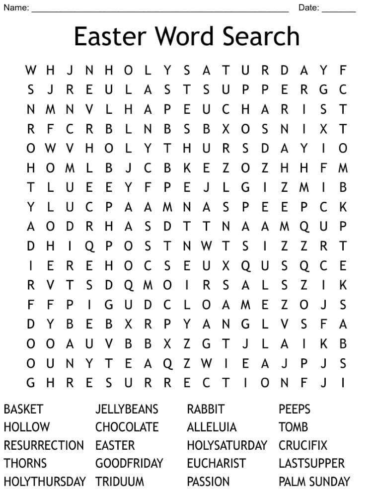 Easter Word Search Religious