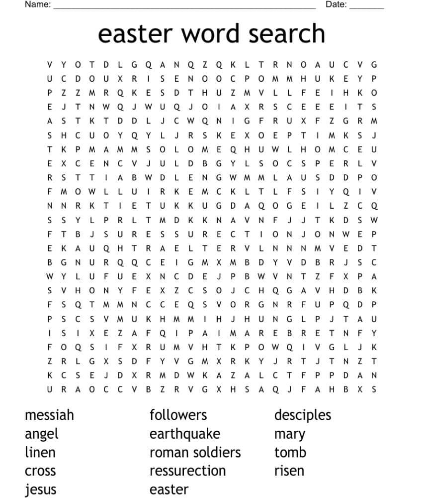 Easy Easter Word Search