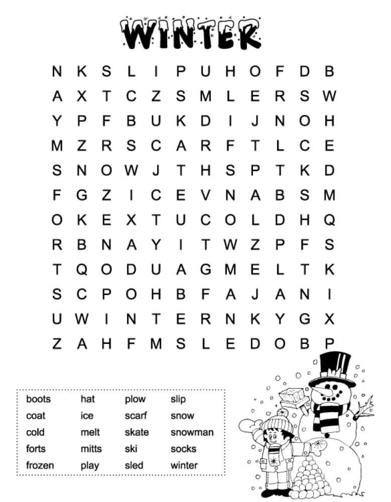 Easy-Winter-Word-Search