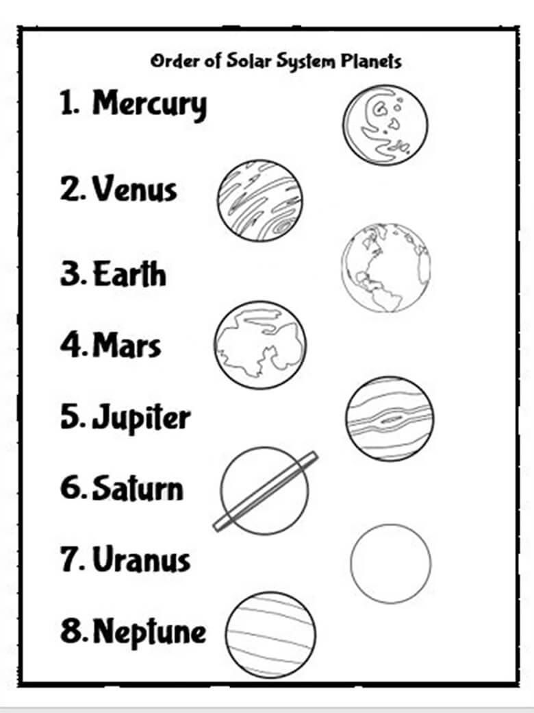 Order of Solar System Worksheet